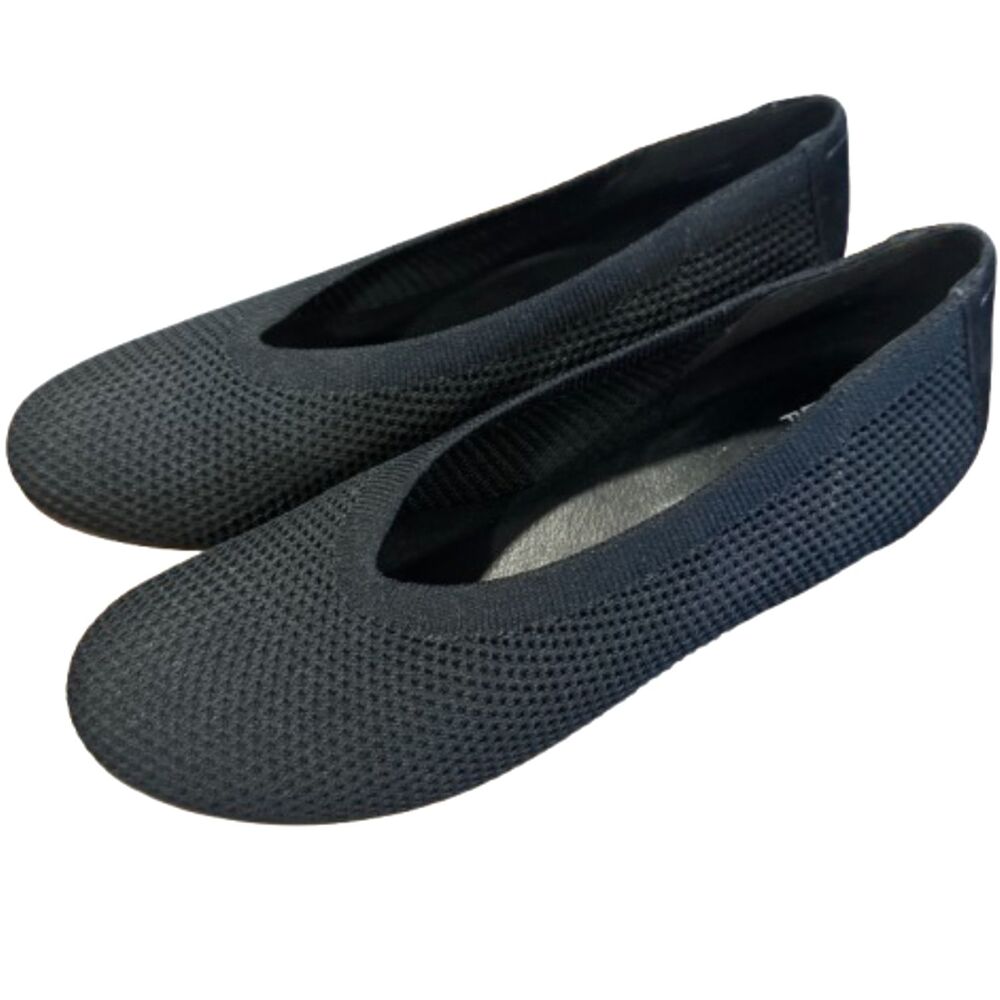 Eileen Fisher Black Naomi Recycled Stretch Knit Ballet Flat Comfort Shoes 7.5